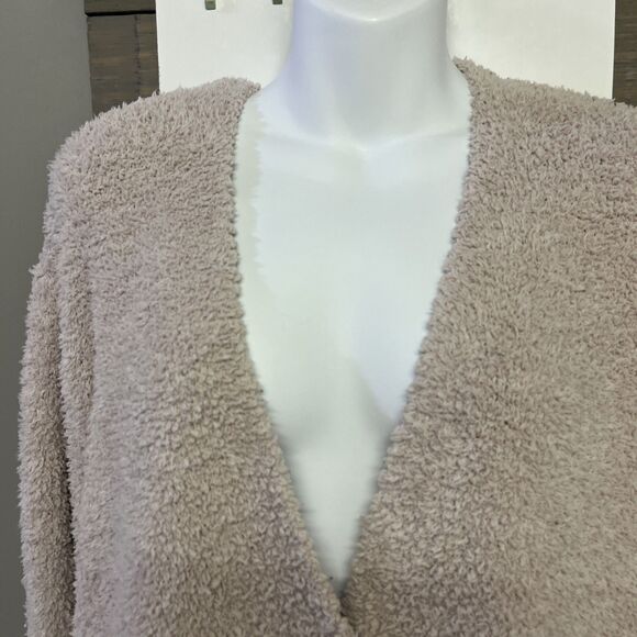 Barefoot Dreams Beige Cozy Chic V-neck Button Down Fuzzy Long Sleeve Cardigan 2X - Picture 6 of 11
